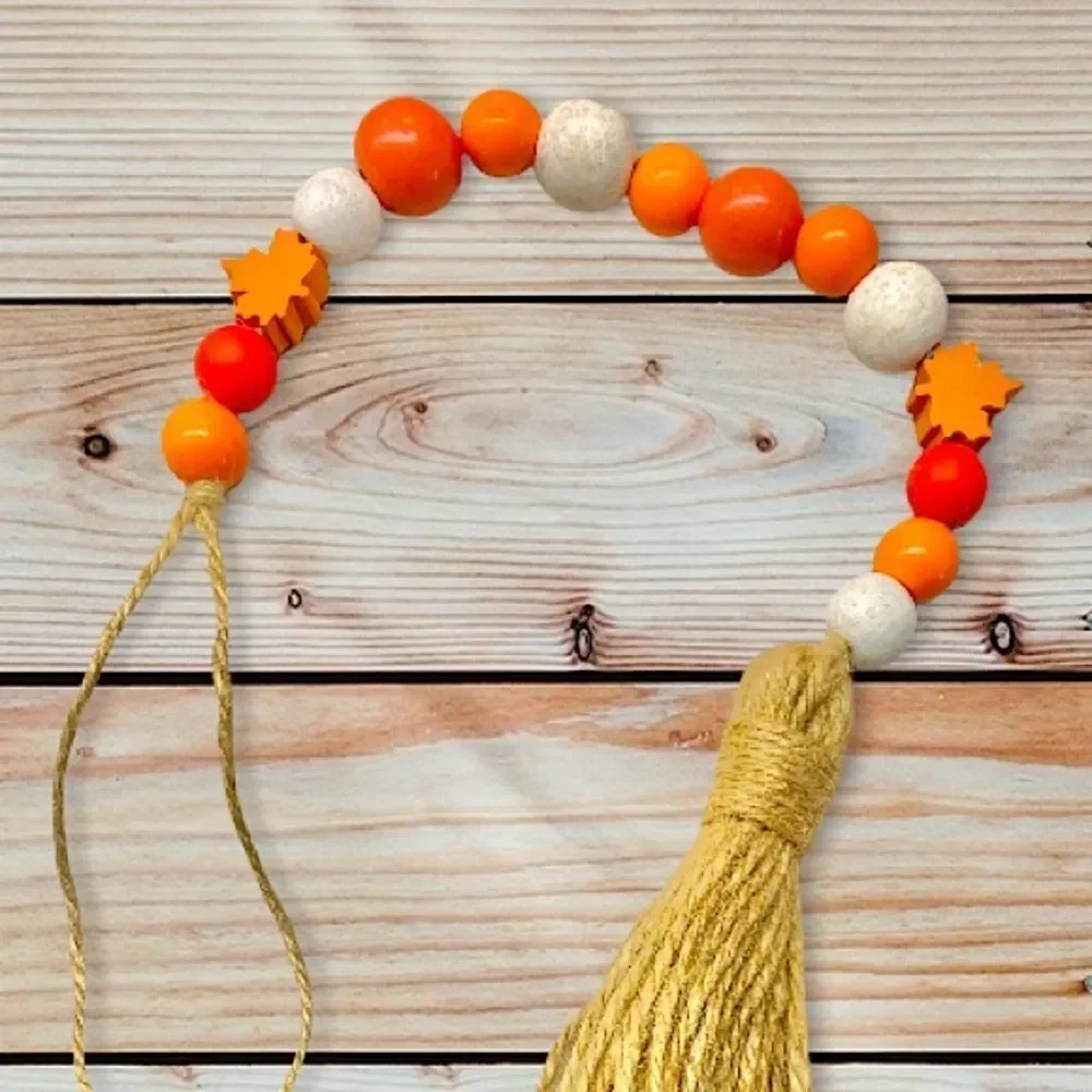 NEW Wood Bead Garland with Tassels